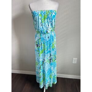 Lilly Pulitzer Marlisa Strapless Maxi Dress in Let's Cha Cha Women's M Tropical